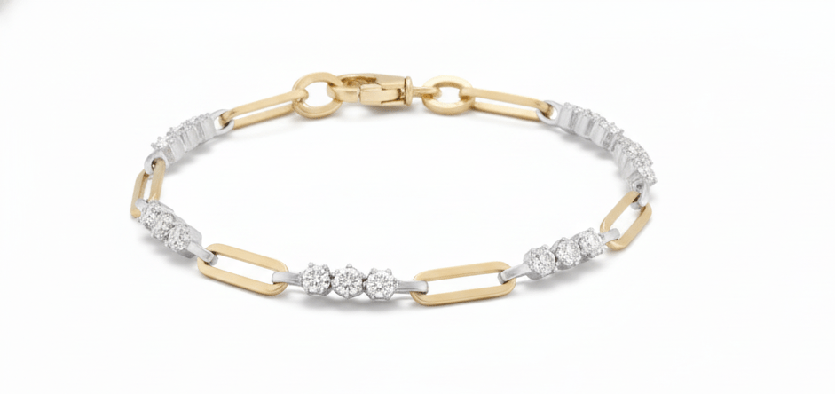 The Stella 14k Gold & Lab - Diamond Paperclip Bracelet - Jewelry by Cleo
