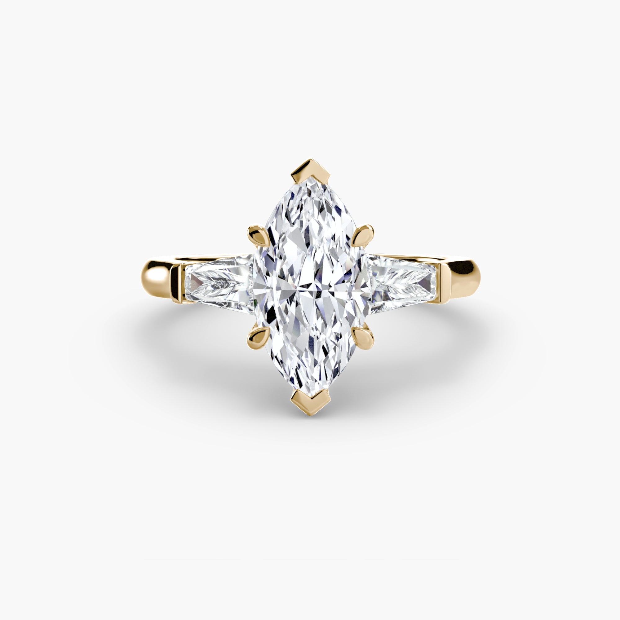 Three - Stone Ring (Baguette Side Stones) - Jewelry by Cleo