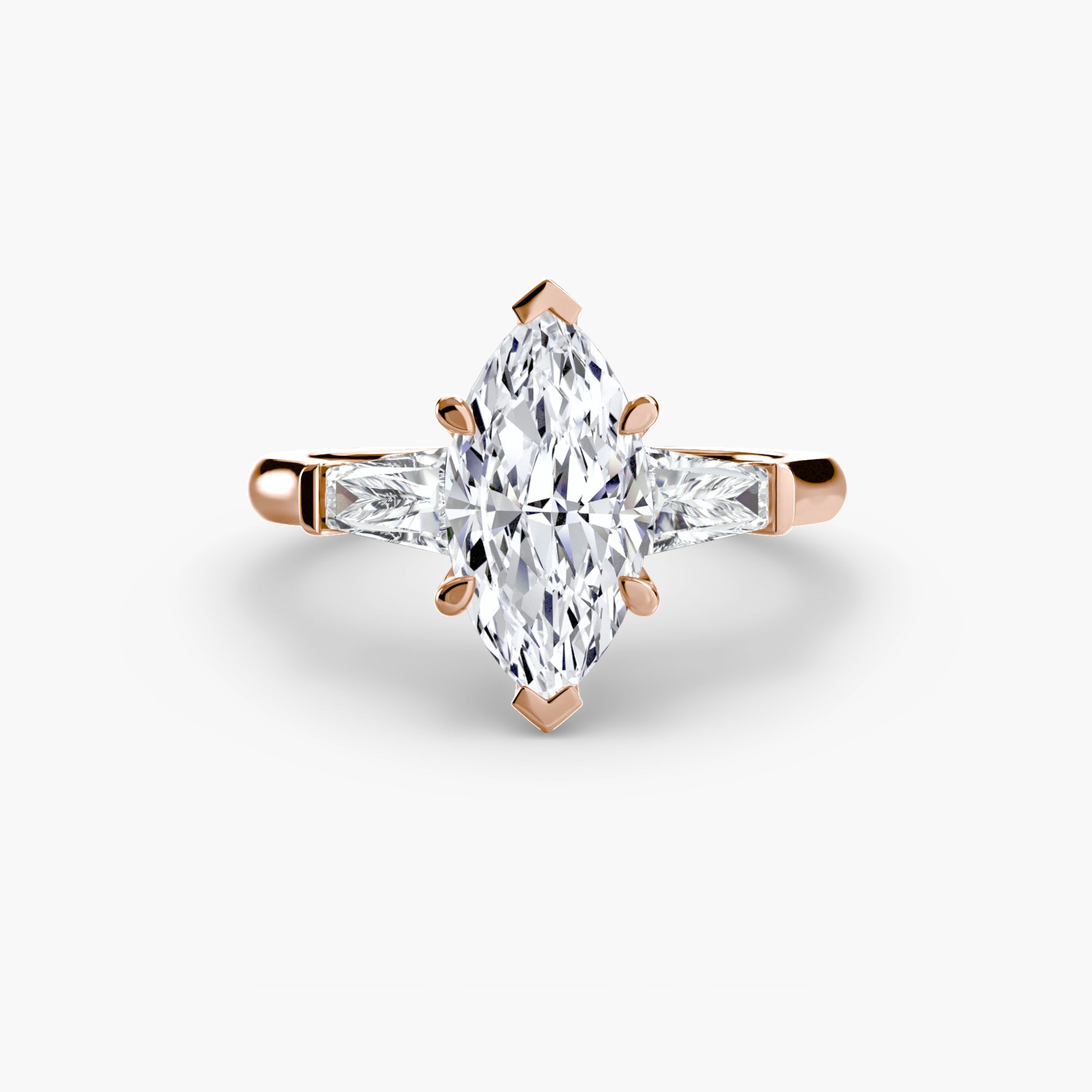 Three - Stone Ring (Baguette Side Stones) - Jewelry by Cleo