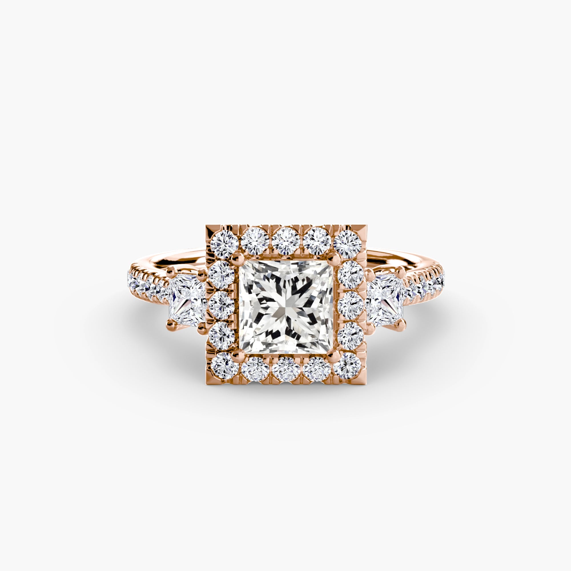 Three - Stone Ring with Halo 2 - Jewelry by Cleo