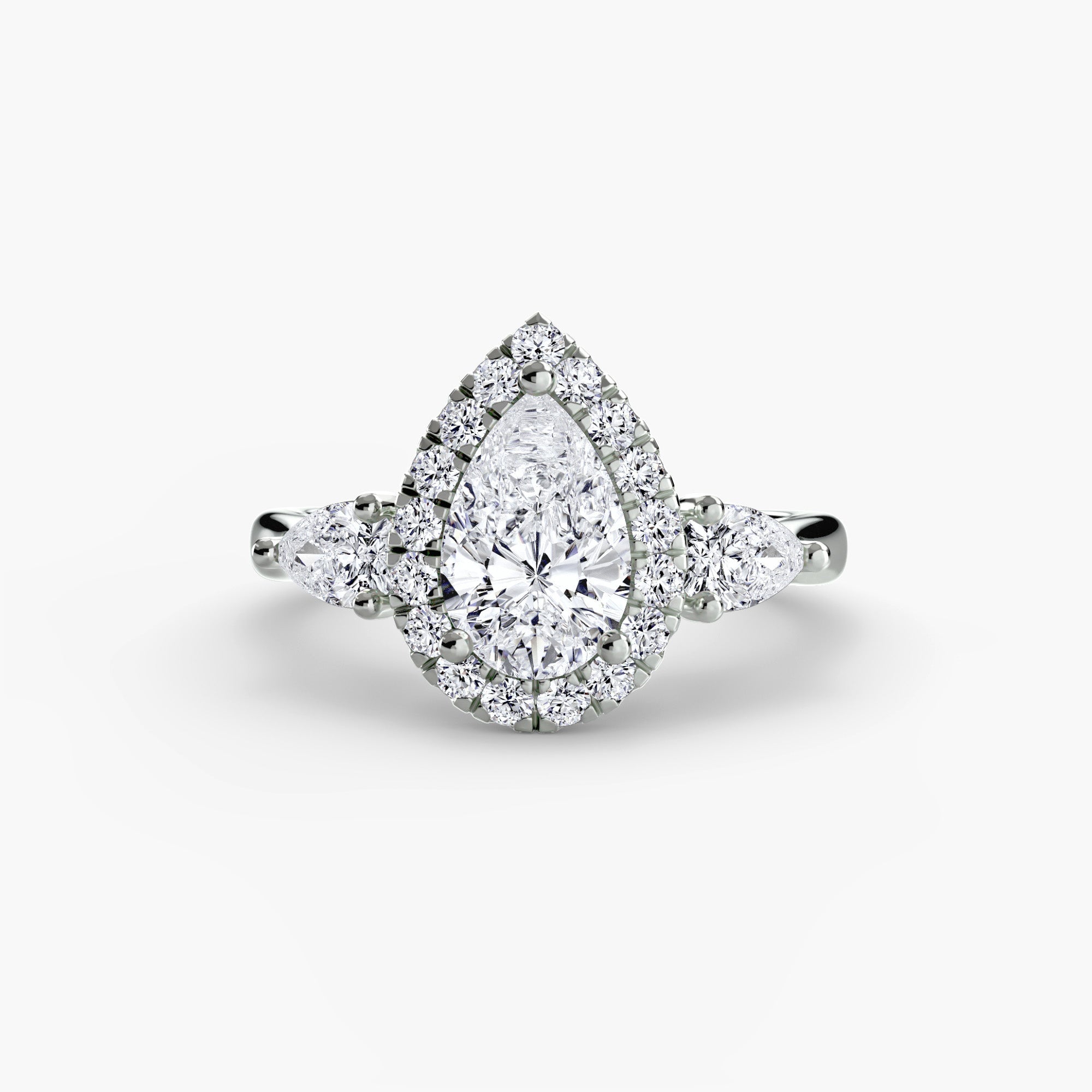 Three - Stone Ring with Halo - Jewelry by Cleo