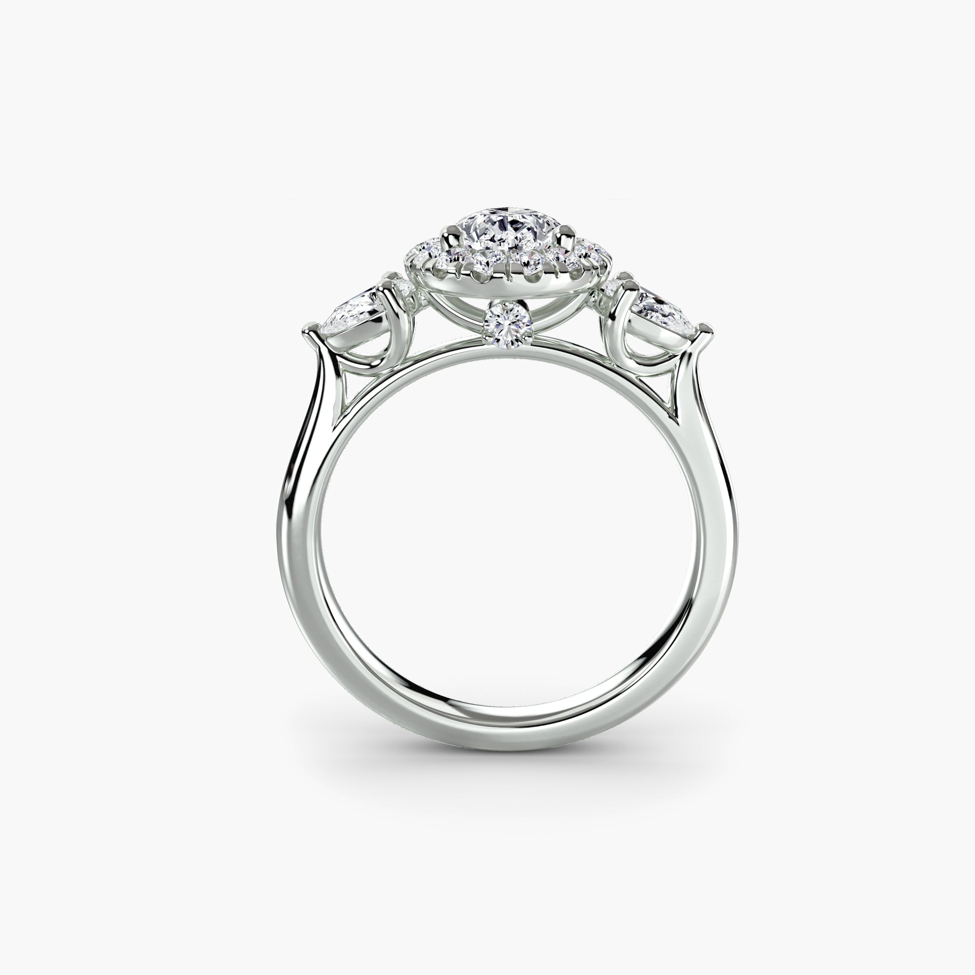 Three - Stone Ring with Halo - Jewelry by Cleo