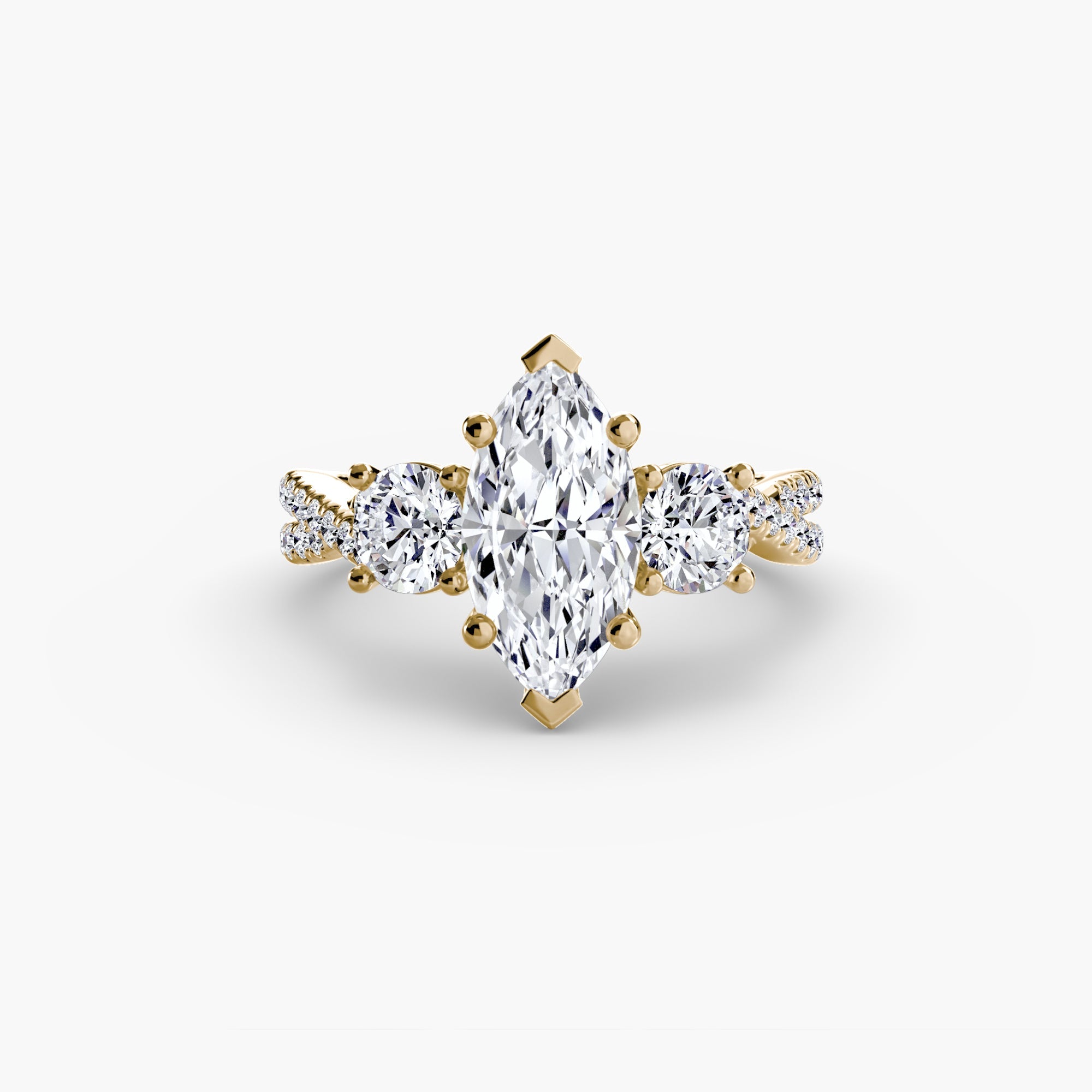 Three - Stone with Pavé Band 2 - Jewelry by Cleo