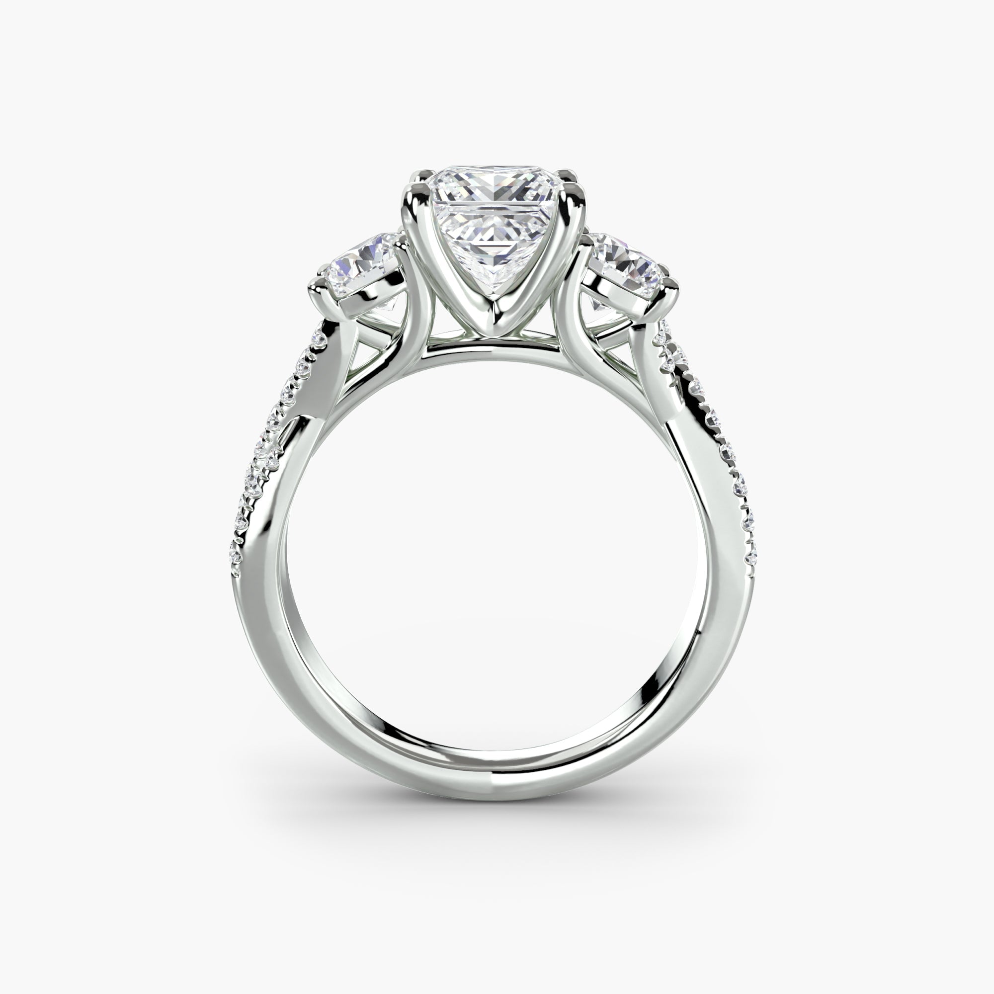 Three - Stone with Pavé Band 2 - Jewelry by Cleo