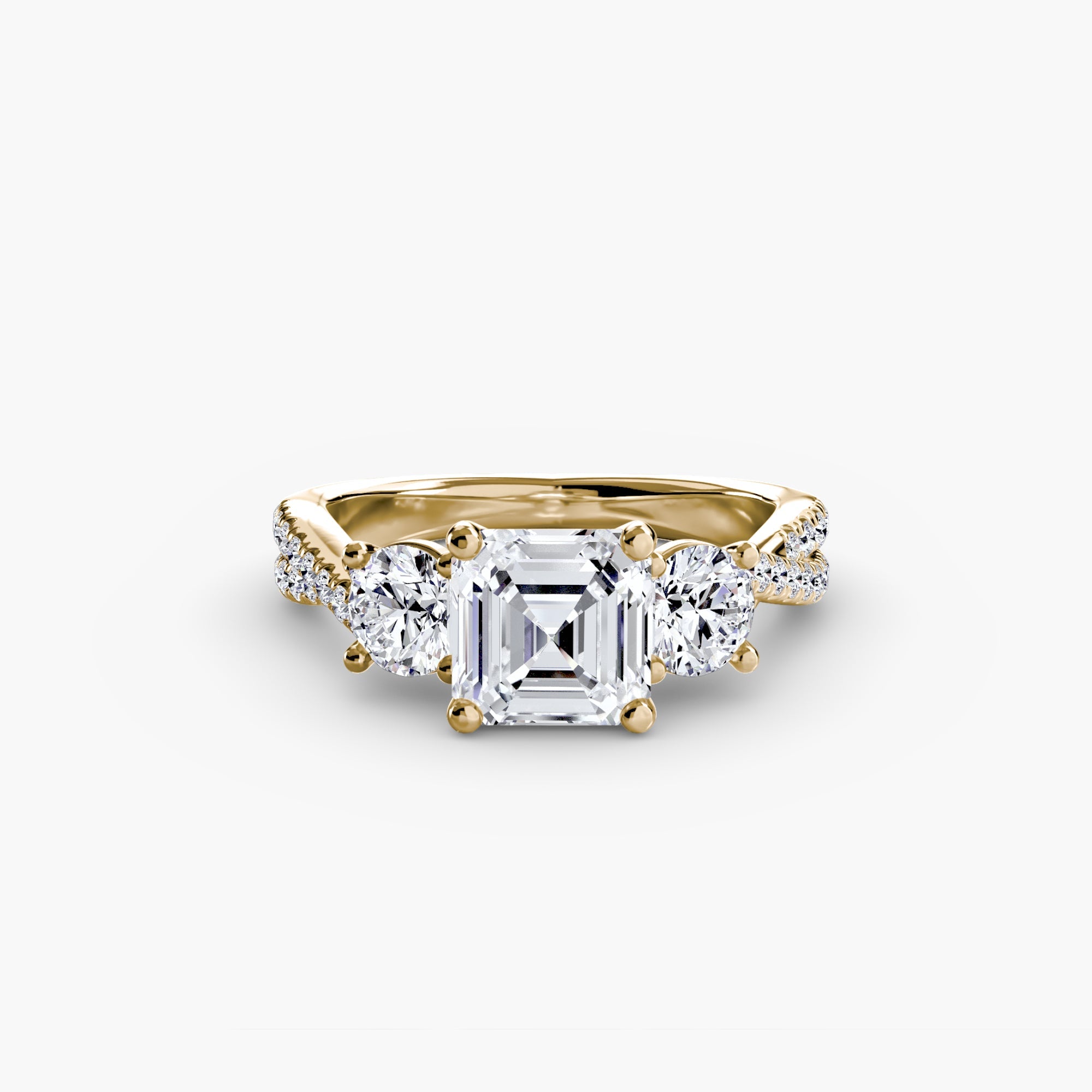 Three - Stone with Pavé Band 2 - Jewelry by Cleo