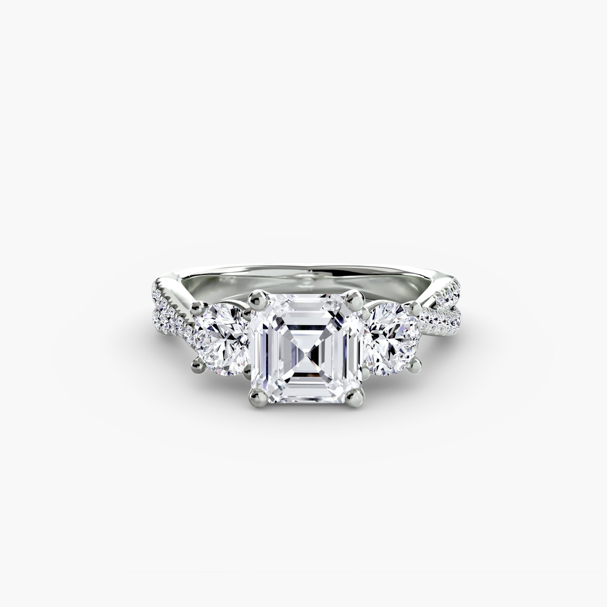 Three - Stone with Pavé Band 2 - Jewelry by Cleo