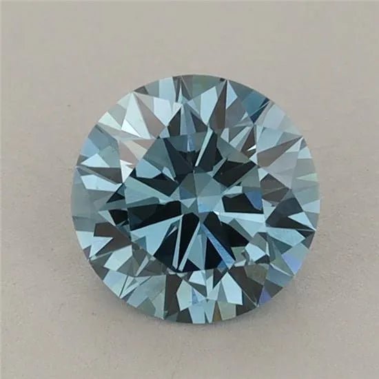 0.92ct Round Lab Grown Diamond (Colour Fancy Vivid Blue, Clarity VS1, Cut ID, IGI Certified) - Jewelry by Cleo
