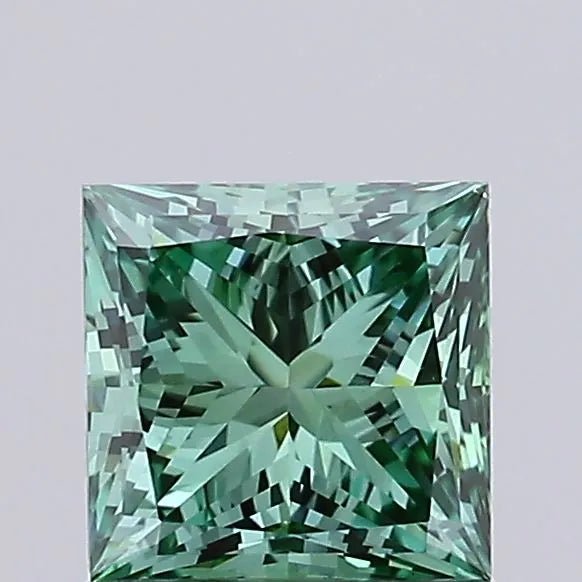 0.93ct Princess Lab Grown Diamond (Colour Fancy Vivid Green, Clarity VVS2, IGI Certified) - Jewelry by Cleo