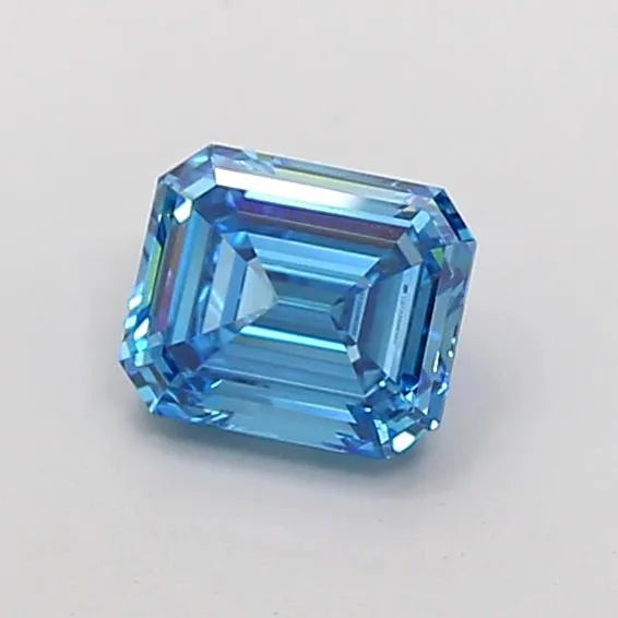 1.02ct Emerald Lab Grown Diamond (Colour Fancy Vivid Blue, Clarity VVS2, IGI Certified)