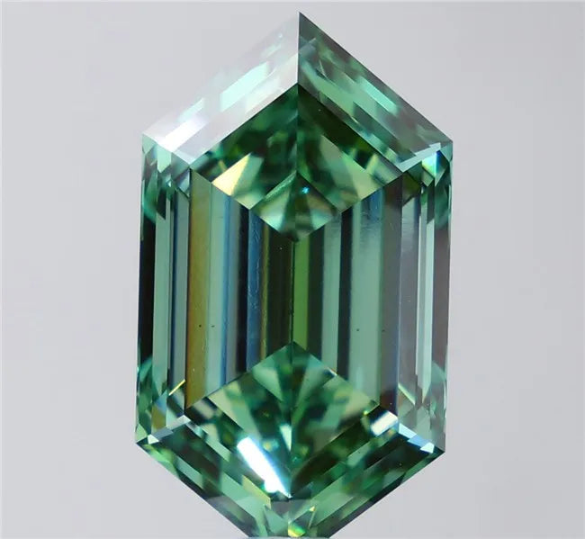 10.58ct Hexagonal Lab Grown Diamond (Colour Fancy Vivid Green, Clarity VS1, IGI Certified)