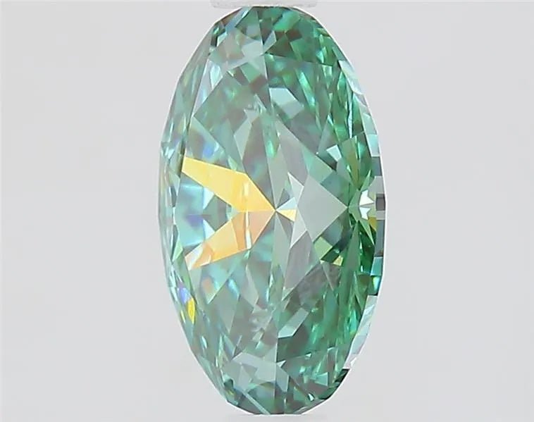 1.08ct Oval Lab Grown Diamond (Colour Fancy Vivid Green, Clarity VS1, IGI Certified) - Jewelry by Cleo