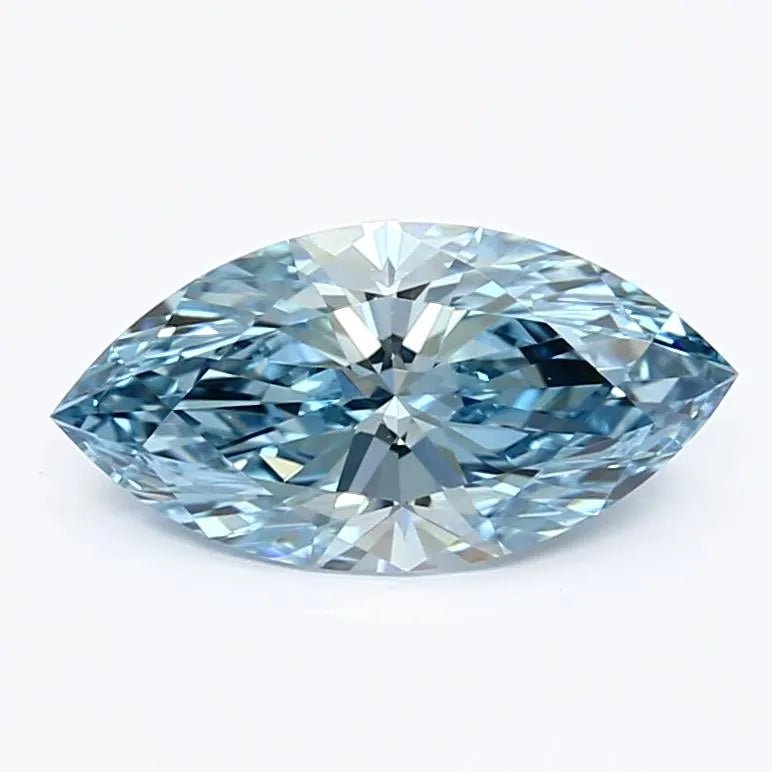 1.17ct Marquise Lab Grown Diamond (Colour Fancy Vivid Blue, Clarity VVS2, IGI Certified) - Jewelry by Cleo