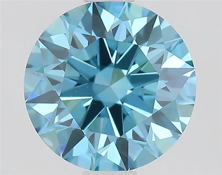 1.26ct Round Lab Grown Diamond (Colour Fancy Vivid Blue, Clarity VS1, Cut ID, IGI Certified) - Jewelry by Cleo