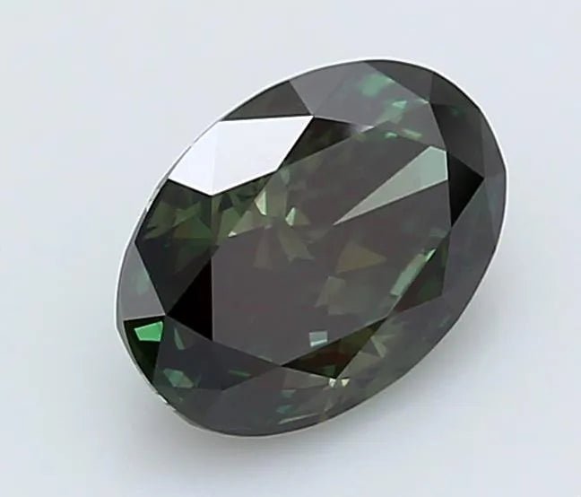 1.36ct Oval Lab Grown Diamond (Colour Fancy Deep Green, Clarity VS2, IGI Certified) - Jewelry by Cleo
