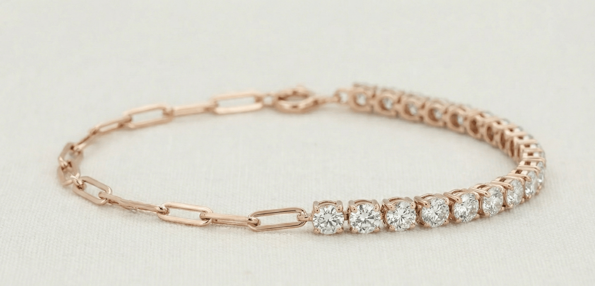 14K Gold Half - Carat Round Diamond & Paperclip Chain Bracelet - Jewelry by Cleo