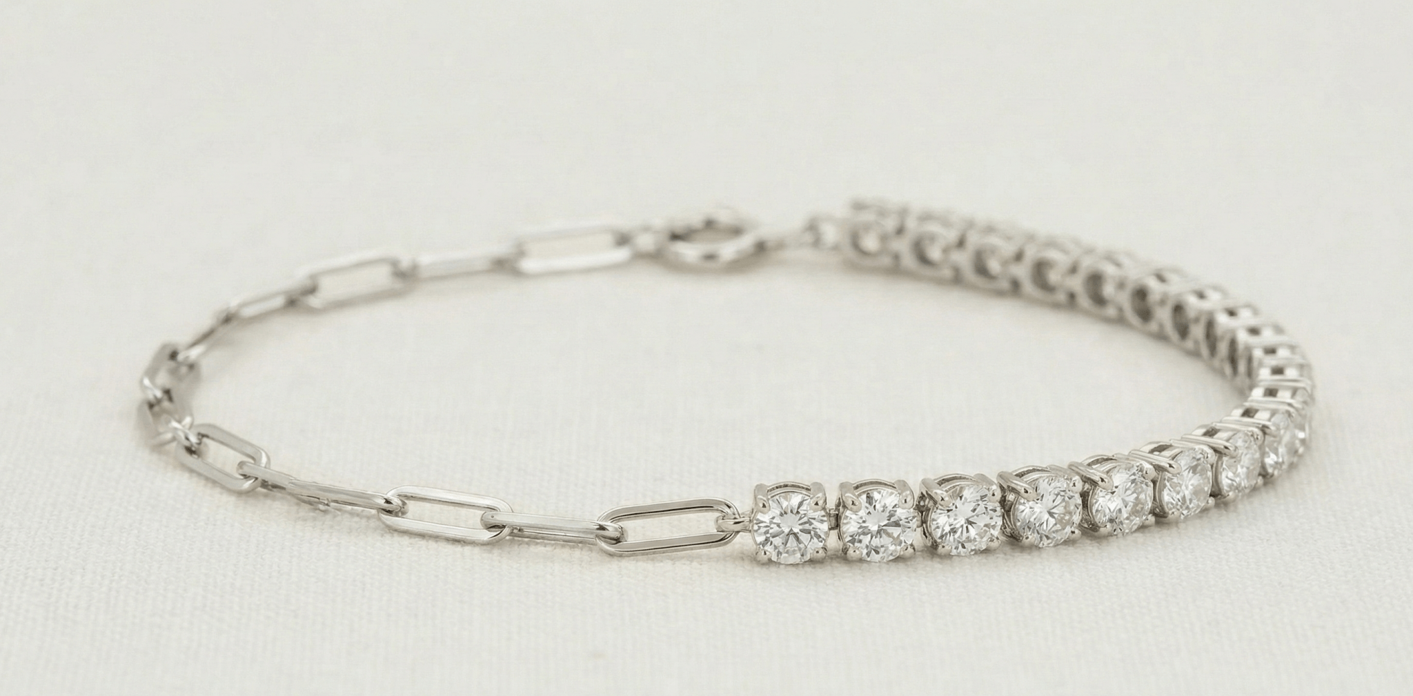 14K Gold Half - Carat Round Diamond & Paperclip Chain Bracelet - Jewelry by Cleo