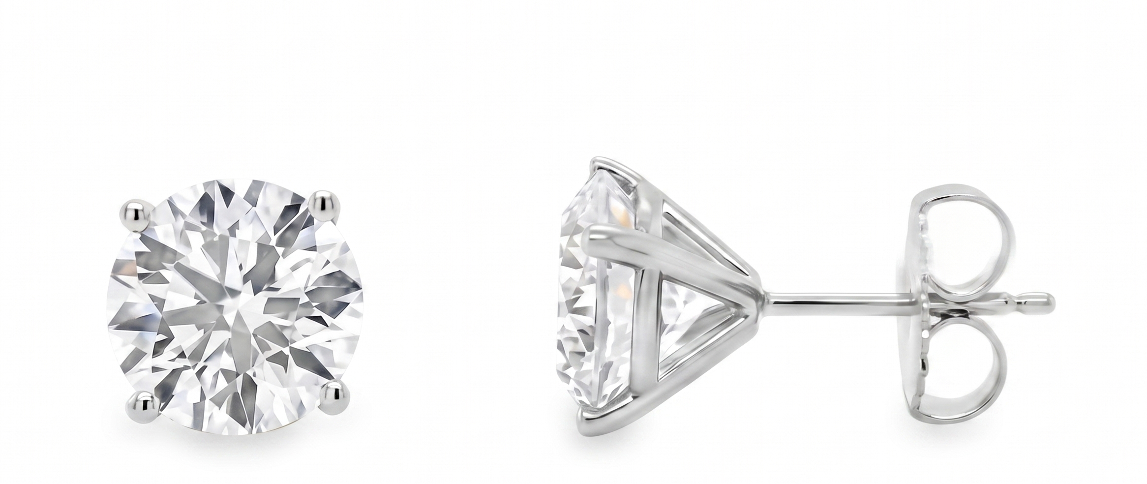 14k white gold martini diamond earrings