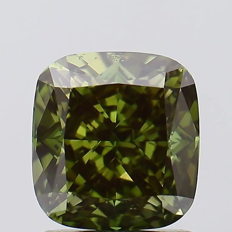 1.51ct Cushion brilliant Lab Grown Diamond (Colour Fancy Deep Green, Clarity VS2, Cut GD, IGI Certified) - Jewelry by Cleo