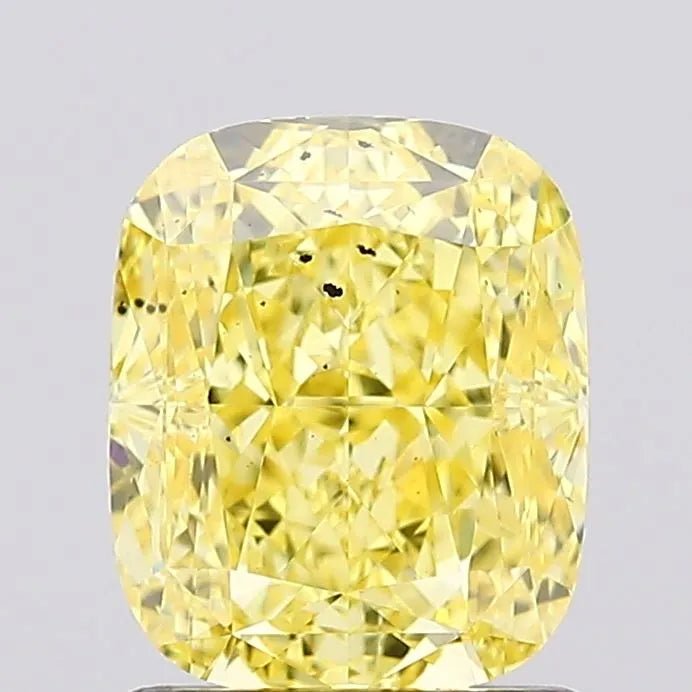 1.51ct Cushion modified Lab Grown Diamond (Colour Fancy Vivid Yellow, Clarity SI1, IGI Certified) - Jewelry by Cleo