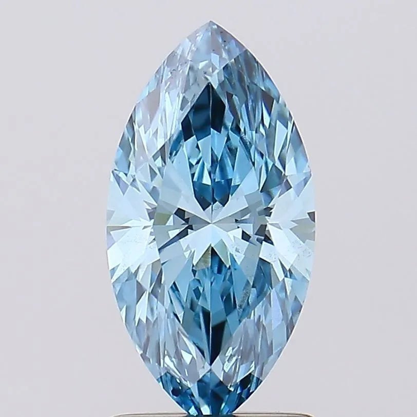1.51ct Marquise Lab Grown Diamond (Colour Fancy Vivid Blue, Clarity VS2, IGI Certified) - Jewelry by Cleo
