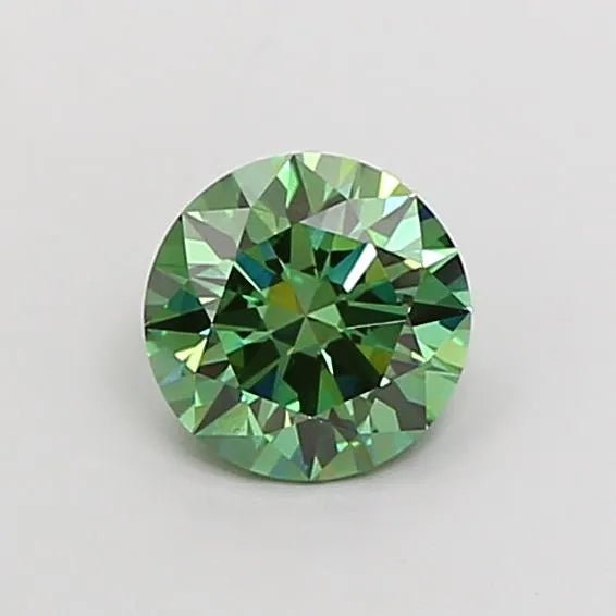 1.52ct Round Lab Grown Diamond (Colour Fancy Vivid Green, Clarity VVS2, Cut ID, IGI Certified) - Jewelry by Cleo