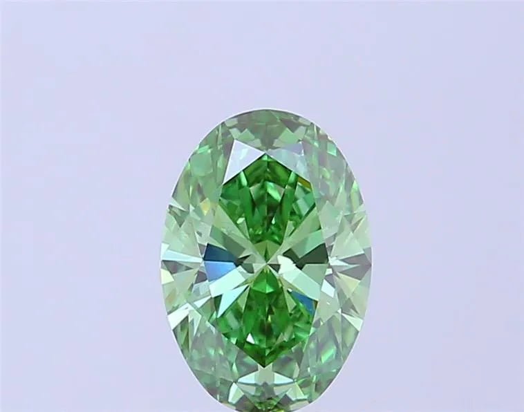 1.53ct Oval Lab Grown Diamond (Colour Fancy Vivid Green, Clarity VS2, IGI Certified) - Jewelry by Cleo