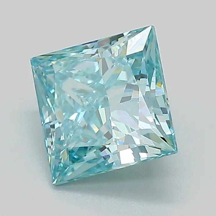 1.53ct Princess Lab Grown Diamond (Colour Fancy Vivid Green, Clarity VS1, IGI Certified) - Jewelry by Cleo