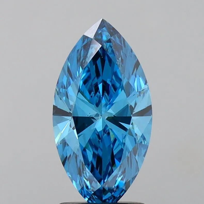 1.55ct Marquise Lab Grown Diamond (Colour Fancy Vivid Blue, Clarity VS1, IGI Certified) - Jewelry by Cleo