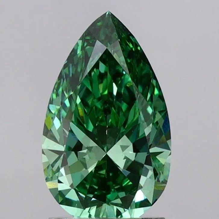 1.60ct Pear Lab Grown Diamond (Colour Fancy Vivid Green, Clarity VS2, IGI Certified) - Jewelry by Cleo