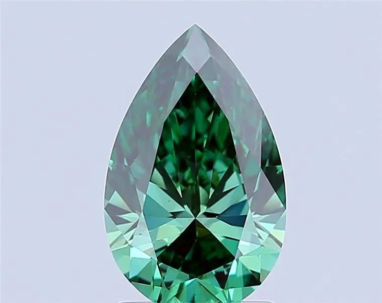 1.61ct Pear Lab Grown Diamond (Colour Fancy Vivid Green, Clarity VS1, IGI Certified) - Jewelry by Cleo