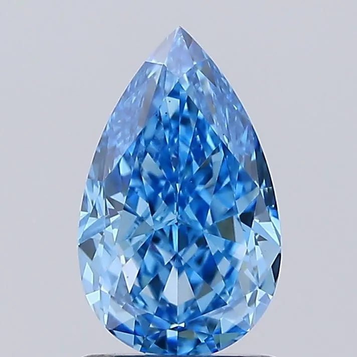 1.68ct Pear Lab Grown Diamond (Colour Fancy Vivid Blue, Clarity VS1, IGI Certified) - Jewelry by Cleo