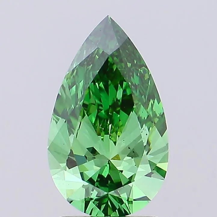 1.69ct Pear Lab Grown Diamond (Colour Fancy Vivid Green, Clarity VS1, IGI Certified) - Jewelry by Cleo