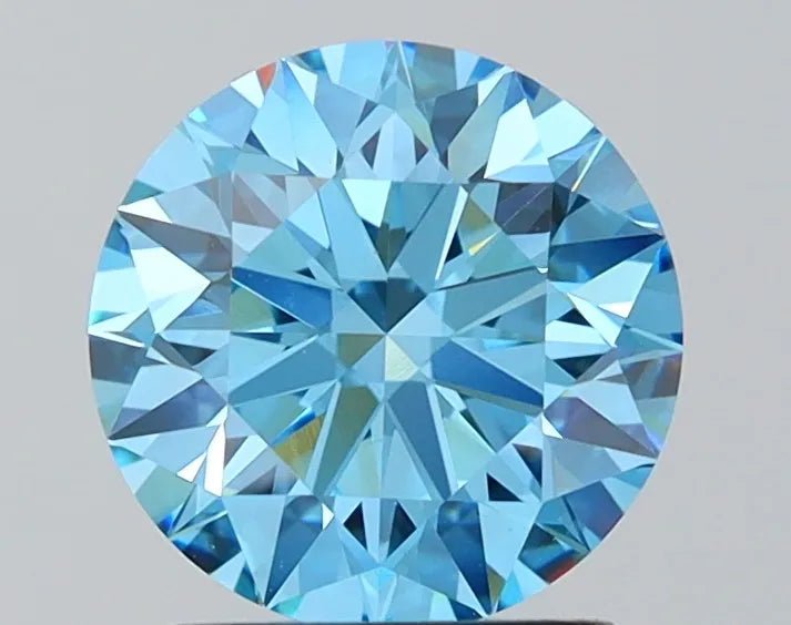 1.85ct Round Lab Grown Diamond (Colour Fancy Vivid Blue, Clarity VS1, Cut ID, IGI Certified) - Jewelry by Cleo