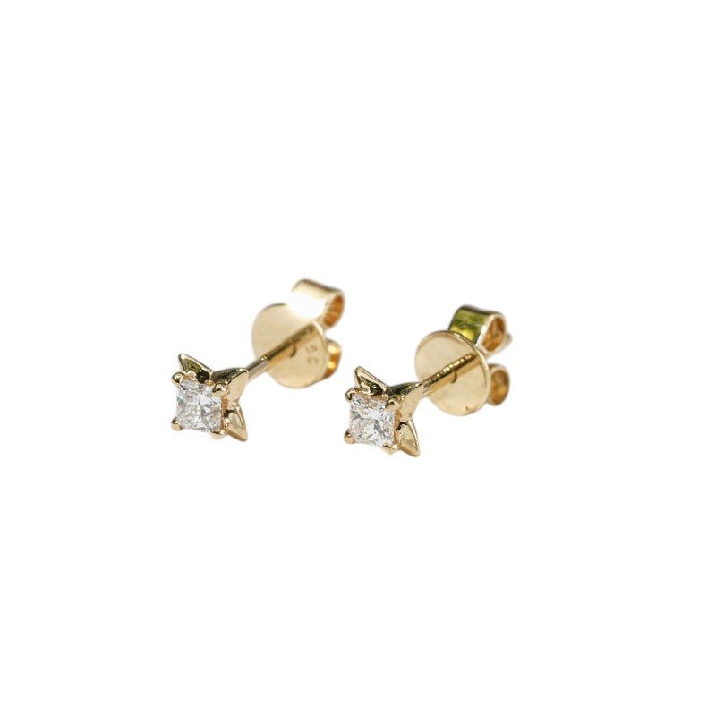 18K gold square lab diamond stud 0.19 TCW - Jewelry by Cleo