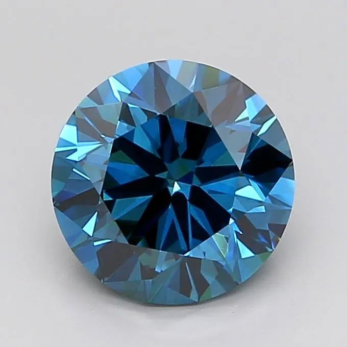 1.90ct Round Lab Grown Diamond (Colour Fancy Vivid Blue, Clarity VS1, Cut VG, IGI Certified) - Jewelry by Cleo