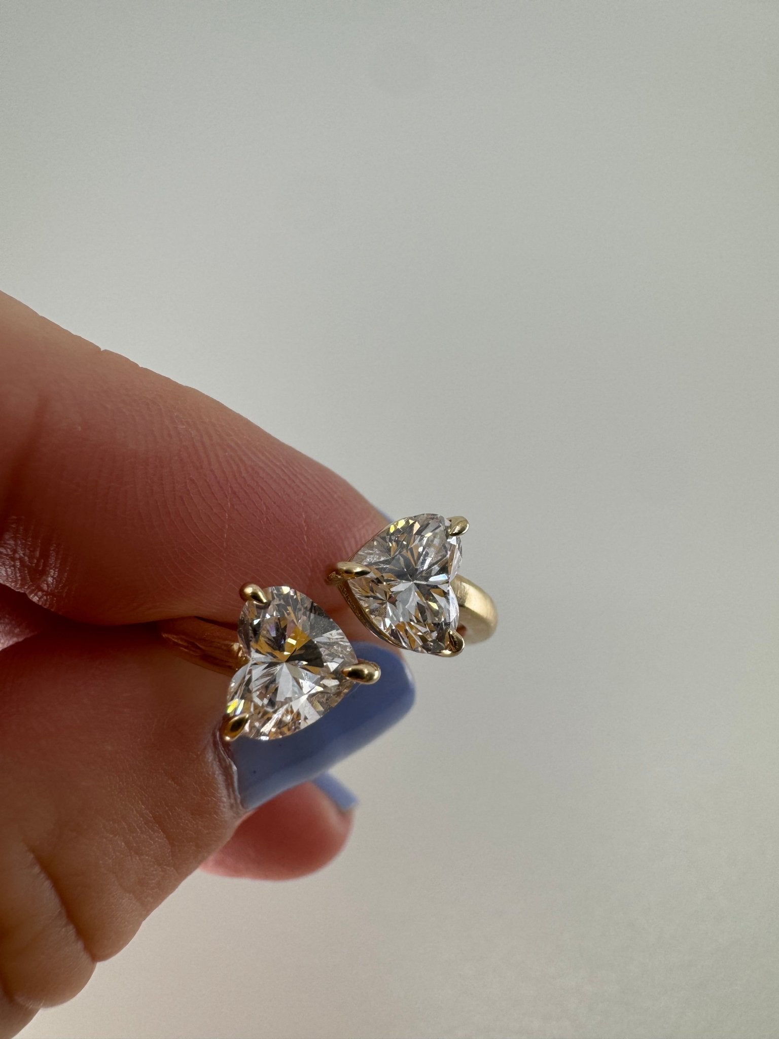2 heart lab diamond bypass ring - Jewelry by Cleo