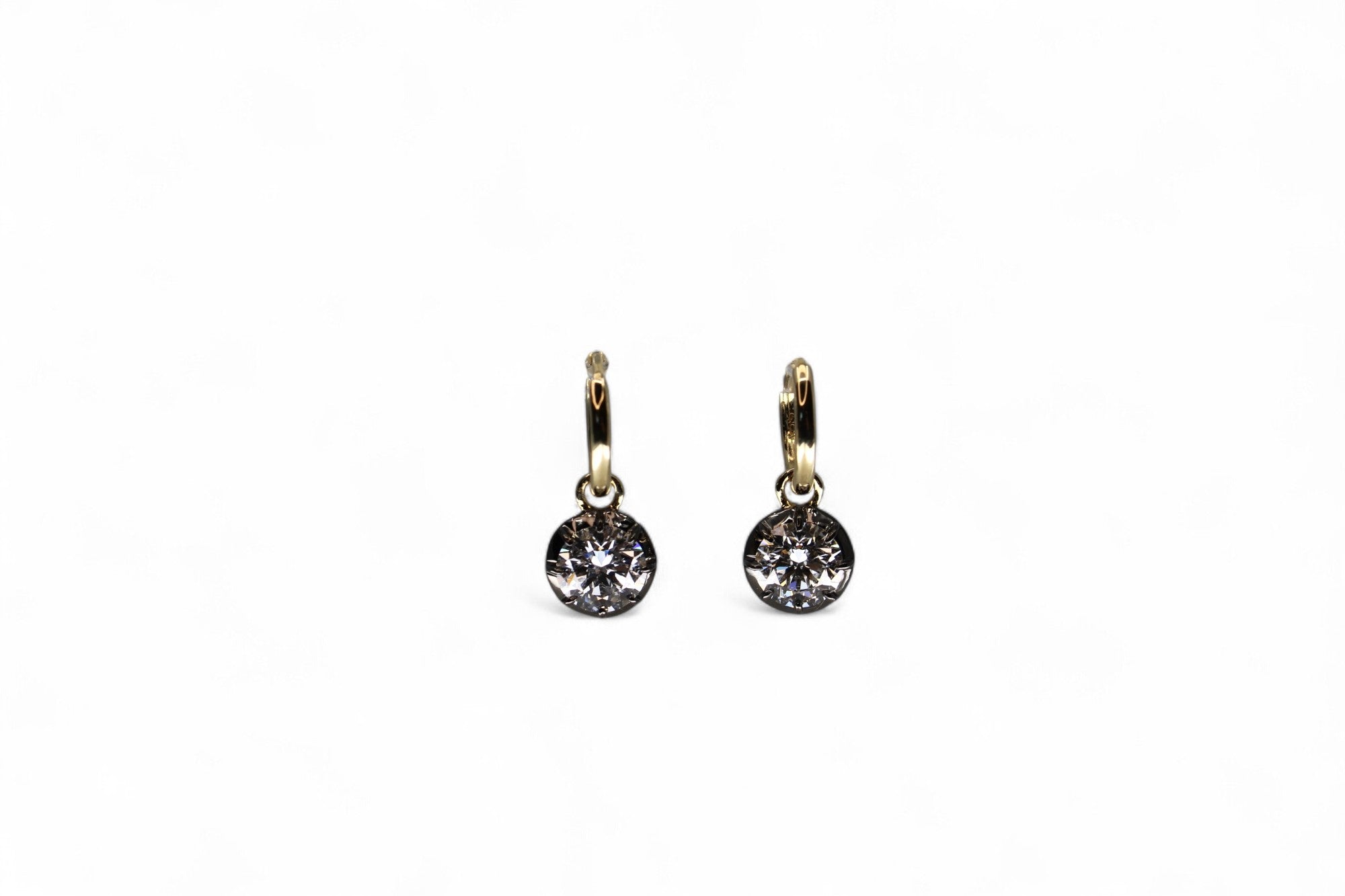 2 TCW button back hoop earrings - Jewelry by Cleo