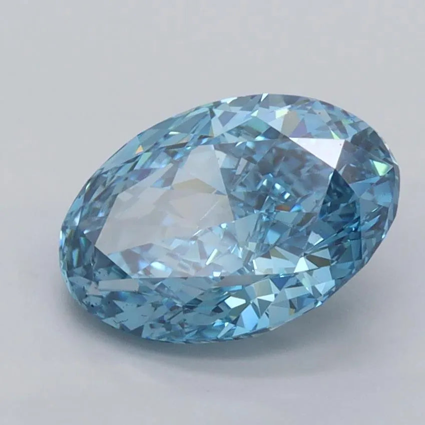 2.09ct Oval Lab Grown Diamond (Colour Fancy Vivid Blue, Clarity VVS1, IGI Certified)