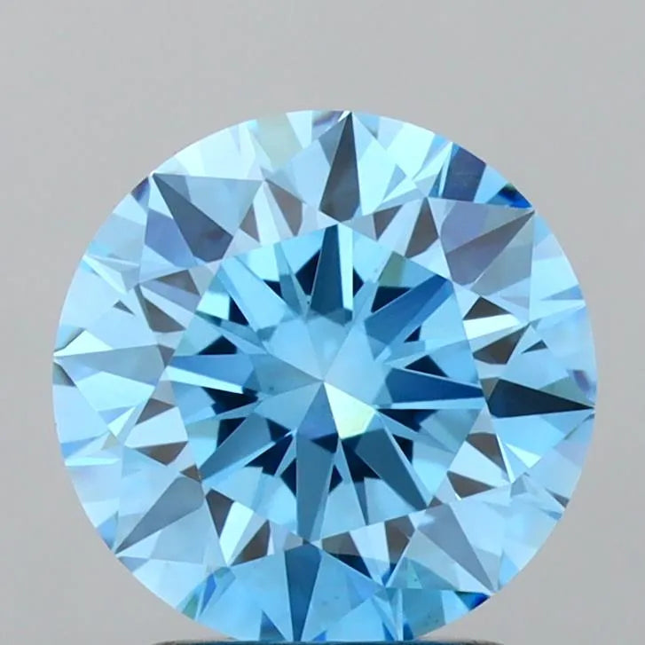 2.22ct Round Lab Grown Diamond (Colour Fancy Vivid Blue, Clarity VVS2, Cut ID, IGI Certified)