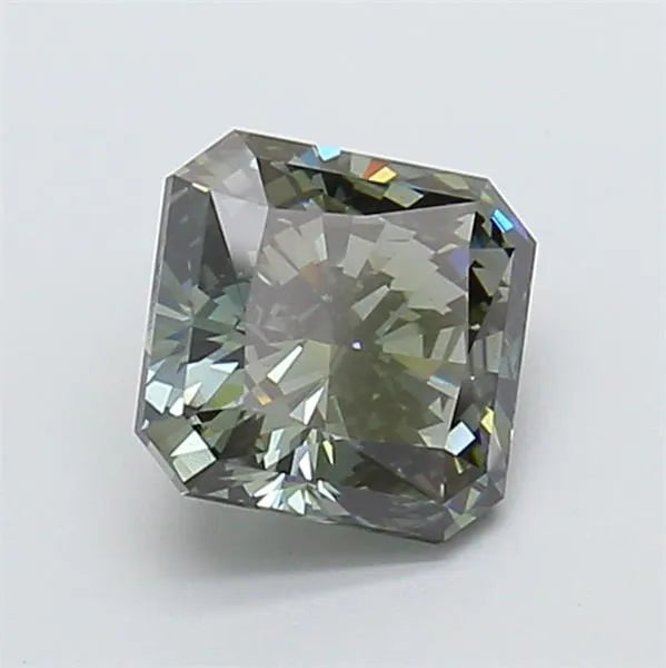 2.52ct Square radiant Lab Grown Diamond (Colour Fancy Deep Gray Green, Clarity VS1, IGI Certified)