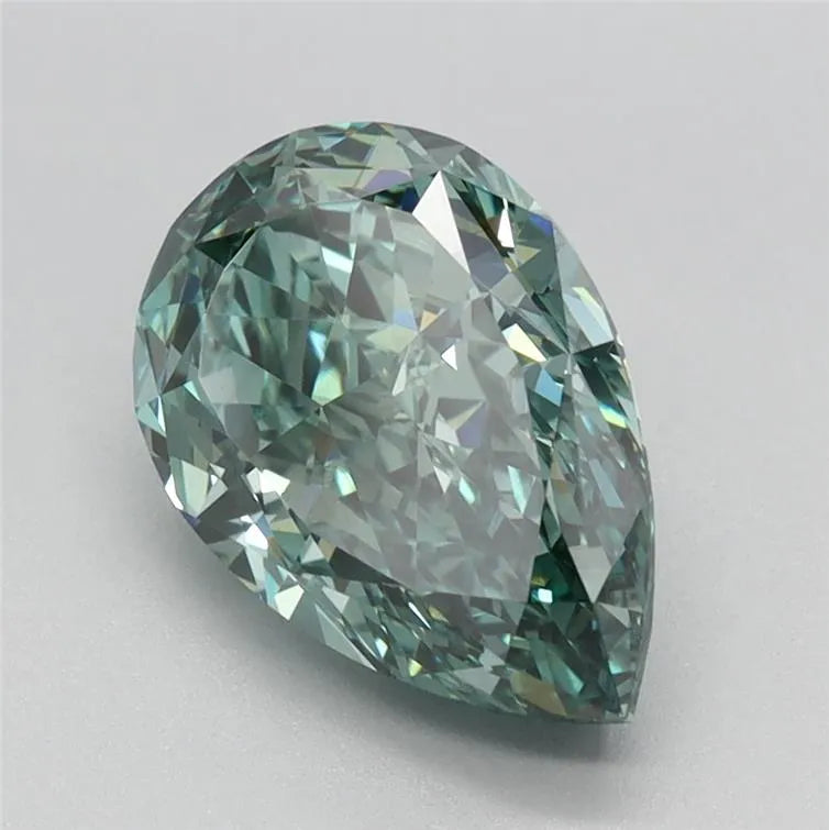 2.58ct Pear Lab Grown Diamond (Colour Fancy Vivid Green, Clarity VS1, IGI Certified)