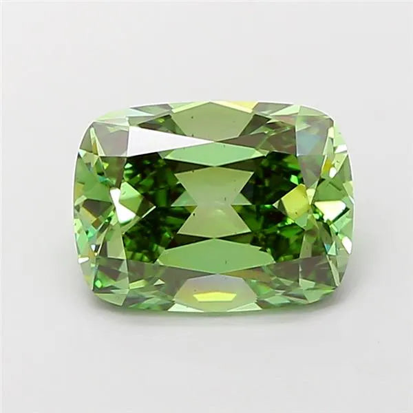 2.75ct Cushion brilliant Lab Grown Diamond (Colour Fancy Vivid Green, Clarity VS2, IGI Certified)