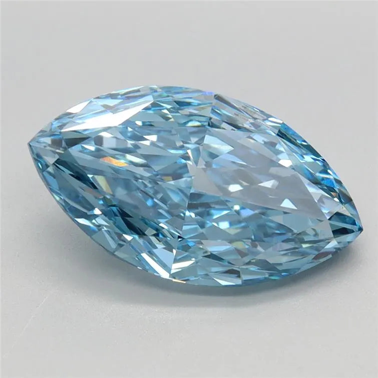 2.76ct Marquise Lab Grown Diamond (Colour Fancy Vivid Blue, Clarity VS1, IGI Certified)