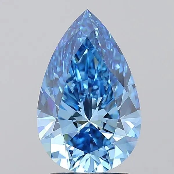 2.03ct Pear Lab Grown Diamond (Colour Fancy Vivid Blue, Clarity VVS1, IGI Certified) - Jewelry by Cleo