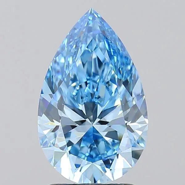 2.05ct Pear Lab Grown Diamond (Colour Fancy Vivid Blue, Clarity VVS1, IGI Certified) - Jewelry by Cleo