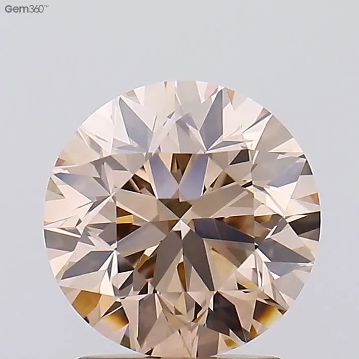 2.05ct Round Lab Grown Diamond (Colour Fancy Light Pinkish Brown, Clarity VVS2, Cut VG, IGI Certified) - Jewelry by Cleo