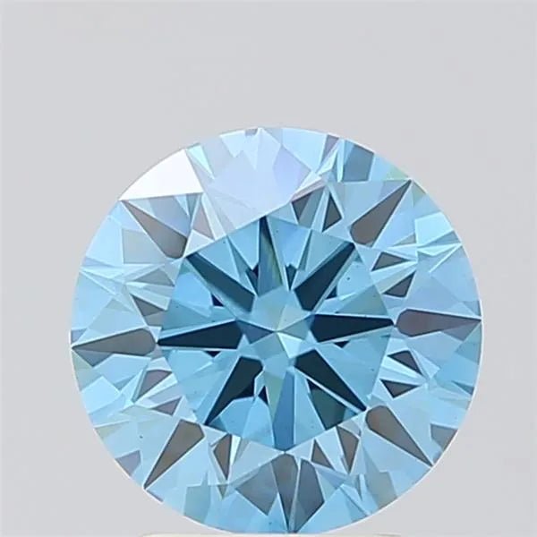 2.05ct Round Lab Grown Diamond (Colour Fancy Vivid Blue, Clarity VS1, Cut ID, IGI Certified) - Jewelry by Cleo