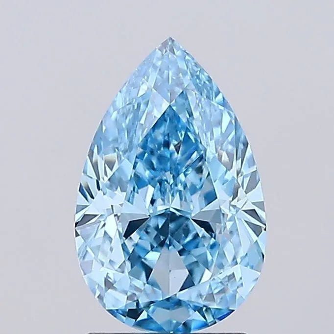 2.06ct Pear Lab Grown Diamond (Colour Fancy Vivid Blue, Clarity VVS2, IGI Certified) - Jewelry by Cleo