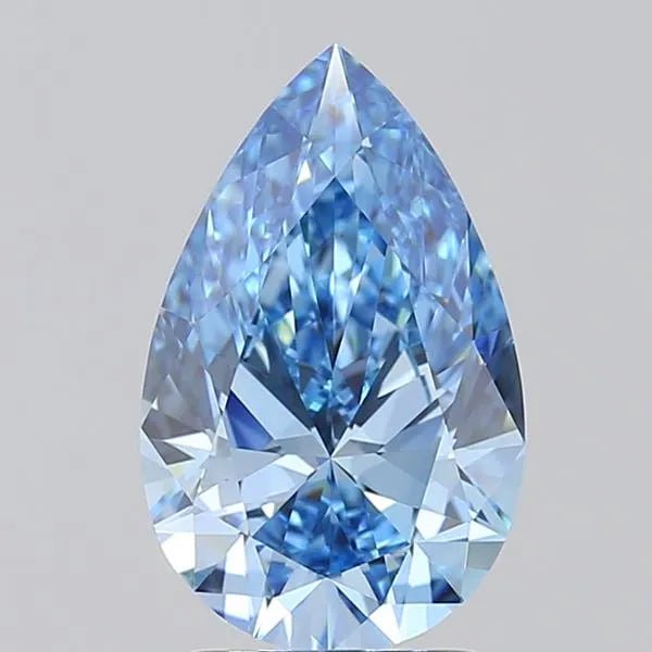 2.07ct Pear Lab Grown Diamond (Colour Fancy Vivid Blue, Clarity VVS1, IGI Certified) - Jewelry by Cleo