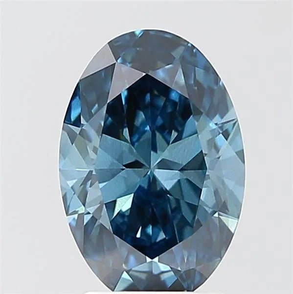 2.09ct Oval Lab Grown Diamond (Colour Fancy Vivid Blue, Clarity SI1, IGI Certified) - Jewelry by Cleo